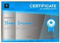Blue Certificate of Appreciation Template Design Ai Vector File
