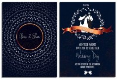 Blue Styles Wedding Invitation Card Template Free Vector