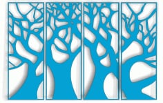 Blue Tree Wall Screen Panel CDR File