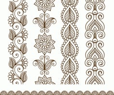 Border Elements In Traditional Mehndi Pattern Laser Cut CDR File