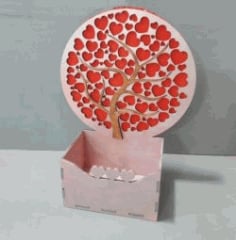 Box With Hearts Tree Laser Cut CNC DXF Vectors File