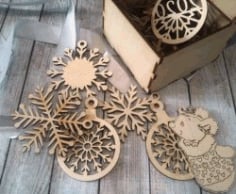 Box with pine ornaments for Laser Cut DXF File