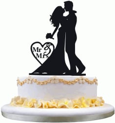 Bride and Groom Cake Topper For Wedding CDR File