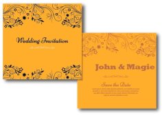 Brown Floral Wedding Invitation Free Vector