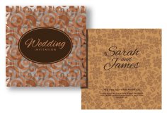 Brown Floral Wedding Invitation Design Free Vector