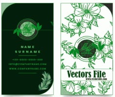 Business Card Green Leaf Templates Vector File