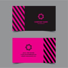 Business Card Template Black and Pink Color Free Vector