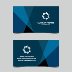 Business Card Template Blue Color Free Vector