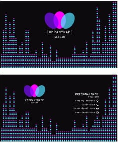 Business Card Template Colorful Illusion Dots Lights Decor Vector File