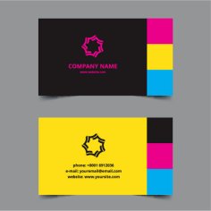 Business Card Template Design Black and Yellow Colors Free Vector