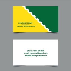Business Card Template in Yellow and Green Color Free Vector