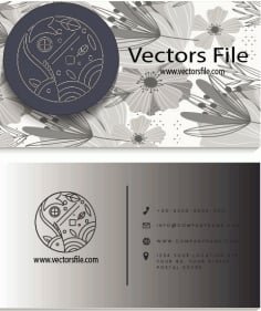 Business Card Templates Fish Logotype Classic Floral Decor Vector File