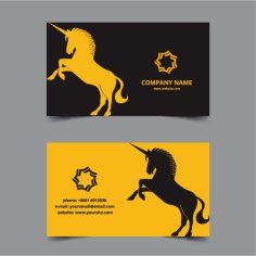 Business Card Unicorn Theme Free Vector