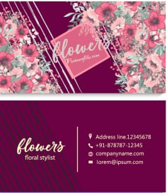 Business Card with Beautiful Flowers CDR and Ai Vector File