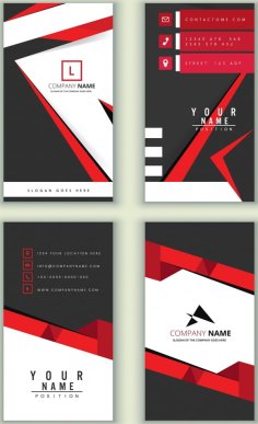 Business Cards Templates Elegant Modern Black Red Decor Free Vector