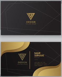 Business Cards Templates Luxury Dynamic Geometric Curves Decor Free Vector