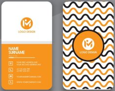 Business Cards Templates Repeating Waving Curves Decor Free Vector