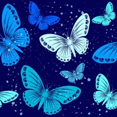 Butterflies Background Dark Blue Decoration Free Vector