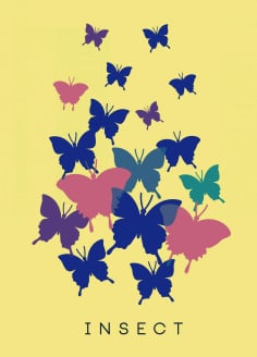 Butterflies Background Multicolored Flat Ornament Free Vector