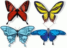 Butterflies Icons Colors Blend Decor Free Vector