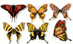 Butterflies Icons Dark Colors Blend Decor Free Vector