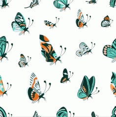 Butterflies Pattern Template Colorful Classic Decor Free Vector