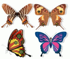 Butterflies Species Icons Dark Colorful Sketch Free Vector