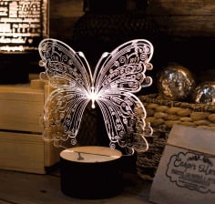Butterfly 3D Acrylic Light Lamp Laser Cut CDR File