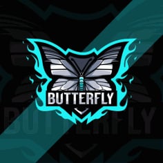 Butterfly Esport with Logo Free Vector