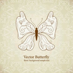Butterfly for Invitation Card Free Vector