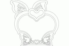 Butterfly Heart Design Free DXF Vectors File