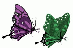 Butterfly Icons Dark Green Violet Sketch Free Vector