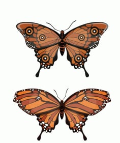 Butterfly Icons Modern Brown Sketch Free Vector