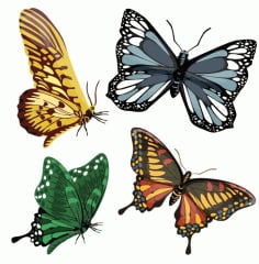 Butterfly Icons Set Templates Colorful Modern Shapes Sketch Vector File