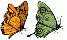 Butterfly Icons Yellow Green Sketch Free Vector