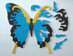 Butterfly Jigsaw Puzzle for Kids Template Laser Cut Design CDR File