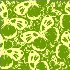 Butterfly Pattern Background Green Decoration Style Sketch Free Vector
