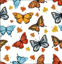 Butterfly Pattern Colorful Design Leaves Decor Free Vector