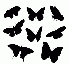 Butterfly Silhouette Illustration Set Free Vector