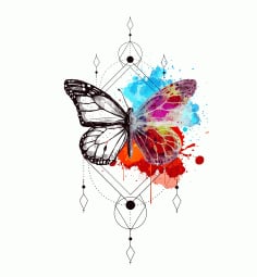Butterfly Tattoo Template Colorful Free Vector