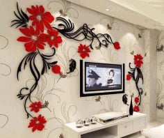 Butterfly TV Wall Acrylic 3D Relief wall sticker Laser Cut CDR File