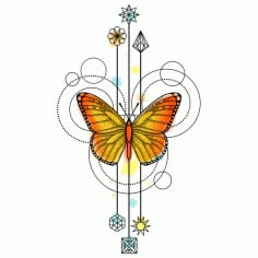 Butterfly with Decorative Illustration Vector Free Vector