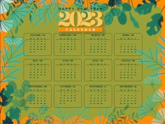 Calendar 2023 leaf Template Free Vector