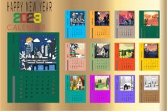 Calendar 2023 Template Colorful Design Free Vector