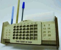 calendar view Box and pens for Laser Cut CNC DXF File
