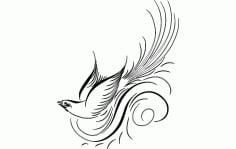 Calligraphy Bird Vector Free Dxf File For Cnc DXF Vectors File