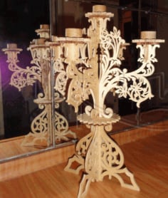 Candle Holder 3D Wooden Design CDR File