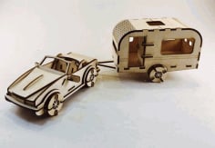 Caravan 3D Wooden Model Laser Cut Free CDR Vectors File