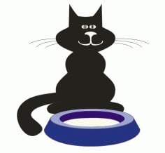 Cartoon Cat and Milk Bowl CDR File