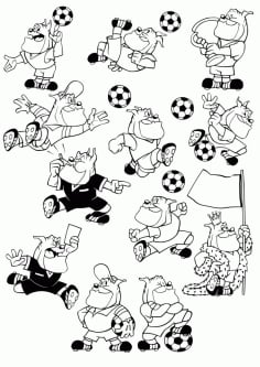 Cartoon Dog Playing FootBall Silhoutte CDR File